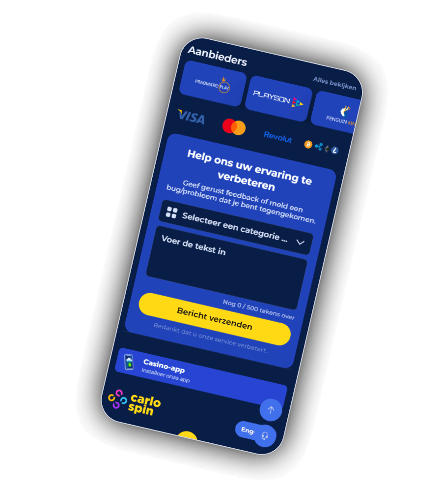 Interface van het CarloSpin Casino